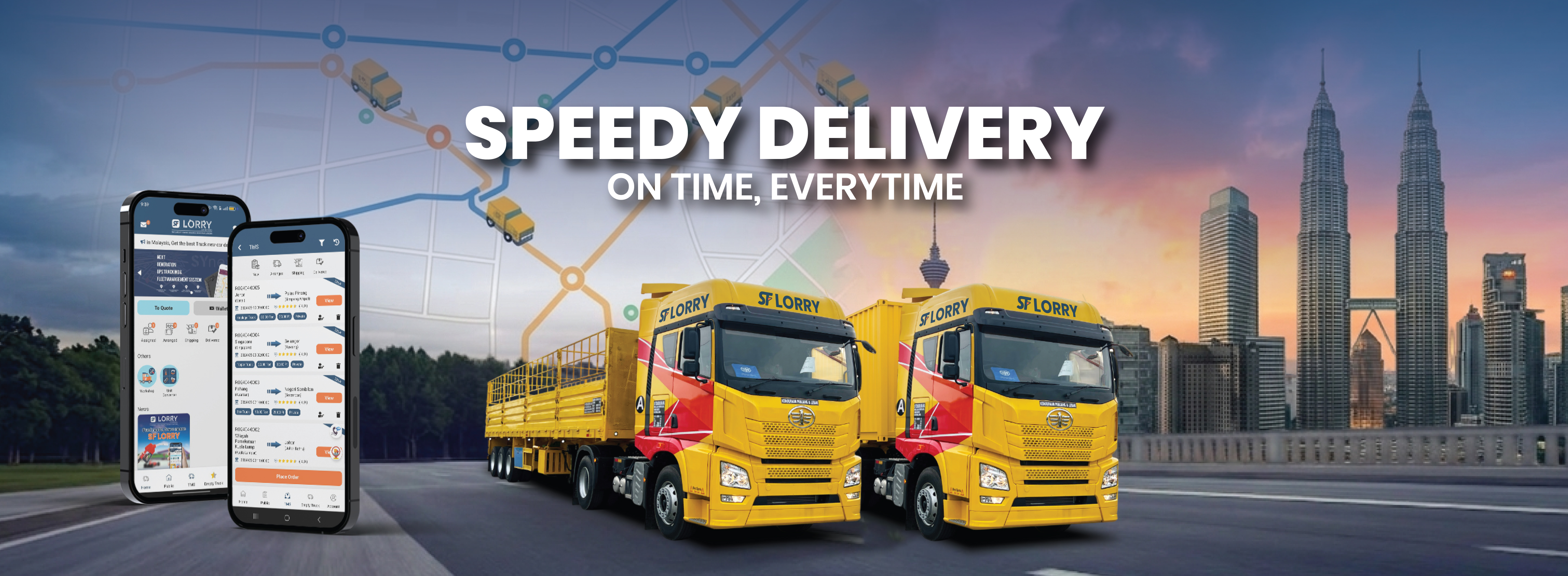 SF Lorry delivery truck transporting goods in Malaysia